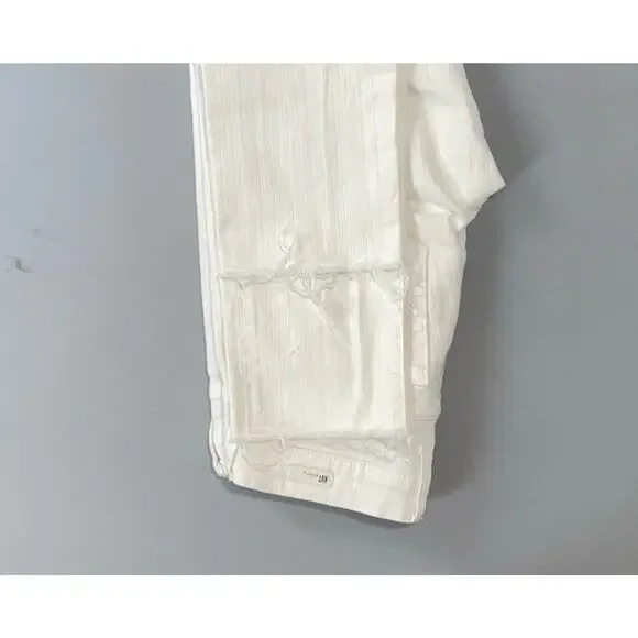 KUT From The Kloth Catherine Boyfriend Fray Stretch Denim Jeans. White, Size 0. - Picture 5 of 9